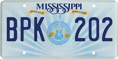 MS license plate BPK202