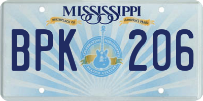MS license plate BPK206