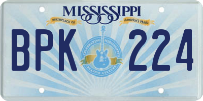 MS license plate BPK224