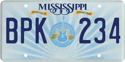MS license plate BPK234