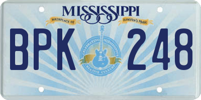 MS license plate BPK248