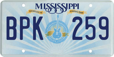 MS license plate BPK259