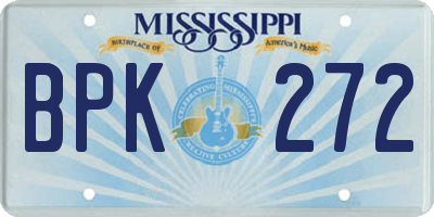 MS license plate BPK272