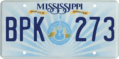 MS license plate BPK273