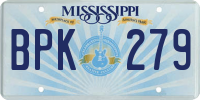MS license plate BPK279
