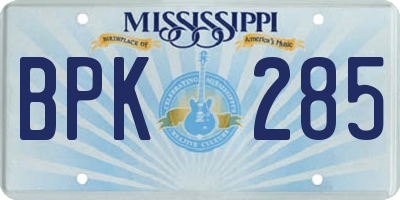 MS license plate BPK285