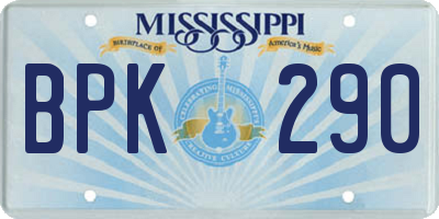 MS license plate BPK290