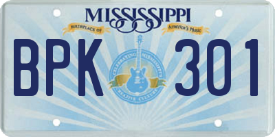 MS license plate BPK301