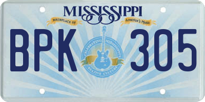 MS license plate BPK305