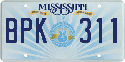 MS license plate BPK311
