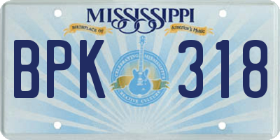 MS license plate BPK318