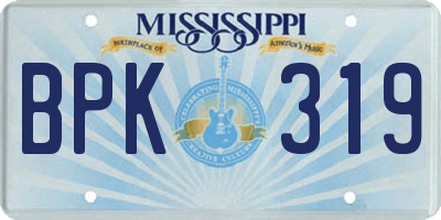 MS license plate BPK319