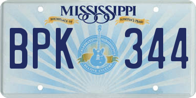 MS license plate BPK344