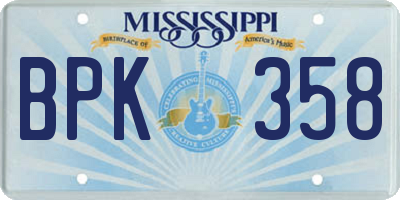 MS license plate BPK358