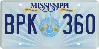 MS license plate BPK360