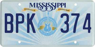 MS license plate BPK374