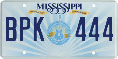 MS license plate BPK444