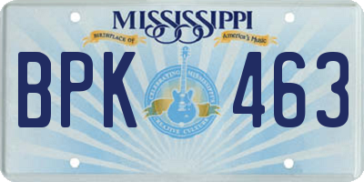 MS license plate BPK463