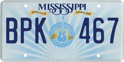 MS license plate BPK467
