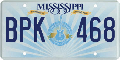MS license plate BPK468