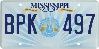 MS license plate BPK497