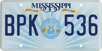 MS license plate BPK536