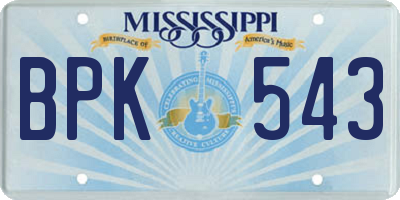 MS license plate BPK543