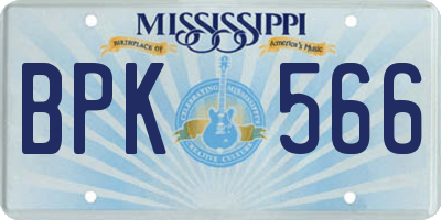 MS license plate BPK566