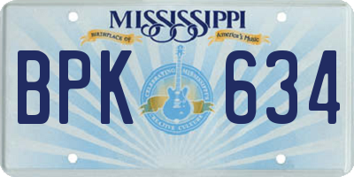 MS license plate BPK634