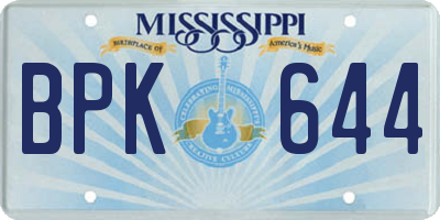 MS license plate BPK644