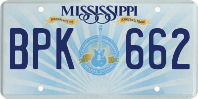 MS license plate BPK662