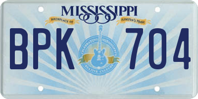 MS license plate BPK704