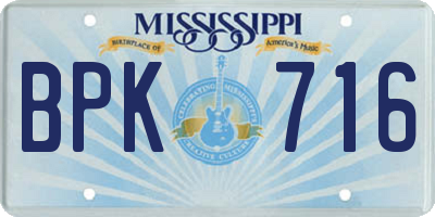 MS license plate BPK716