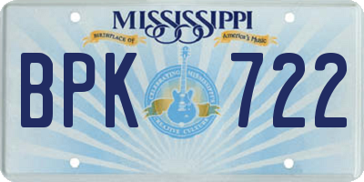 MS license plate BPK722