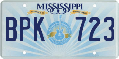 MS license plate BPK723