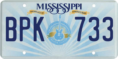 MS license plate BPK733