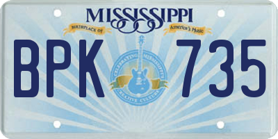 MS license plate BPK735