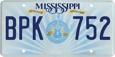 MS license plate BPK752