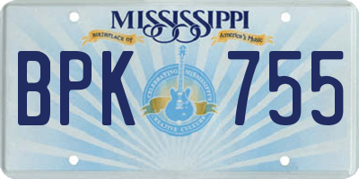 MS license plate BPK755