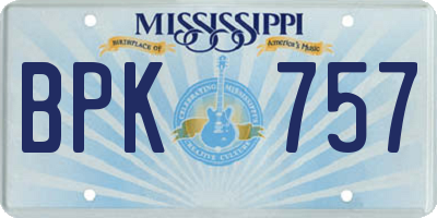 MS license plate BPK757