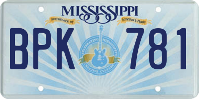 MS license plate BPK781
