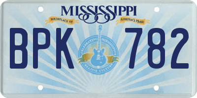 MS license plate BPK782
