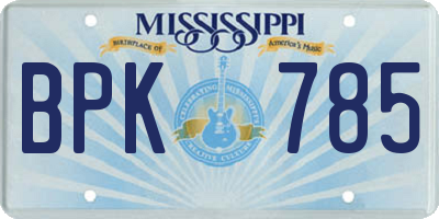 MS license plate BPK785
