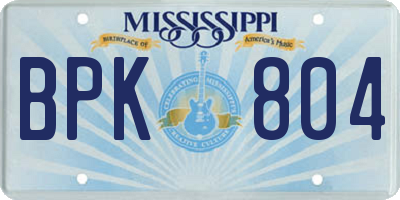 MS license plate BPK804
