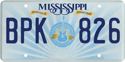 MS license plate BPK826