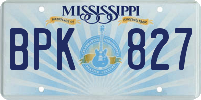 MS license plate BPK827