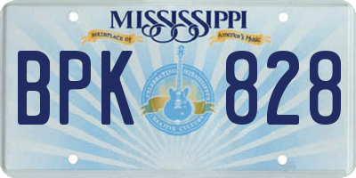 MS license plate BPK828