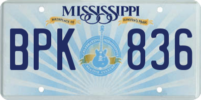 MS license plate BPK836