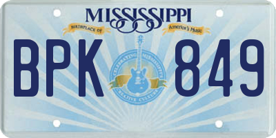 MS license plate BPK849