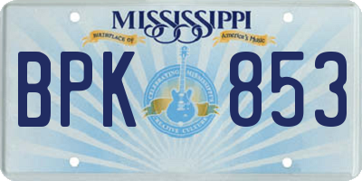 MS license plate BPK853